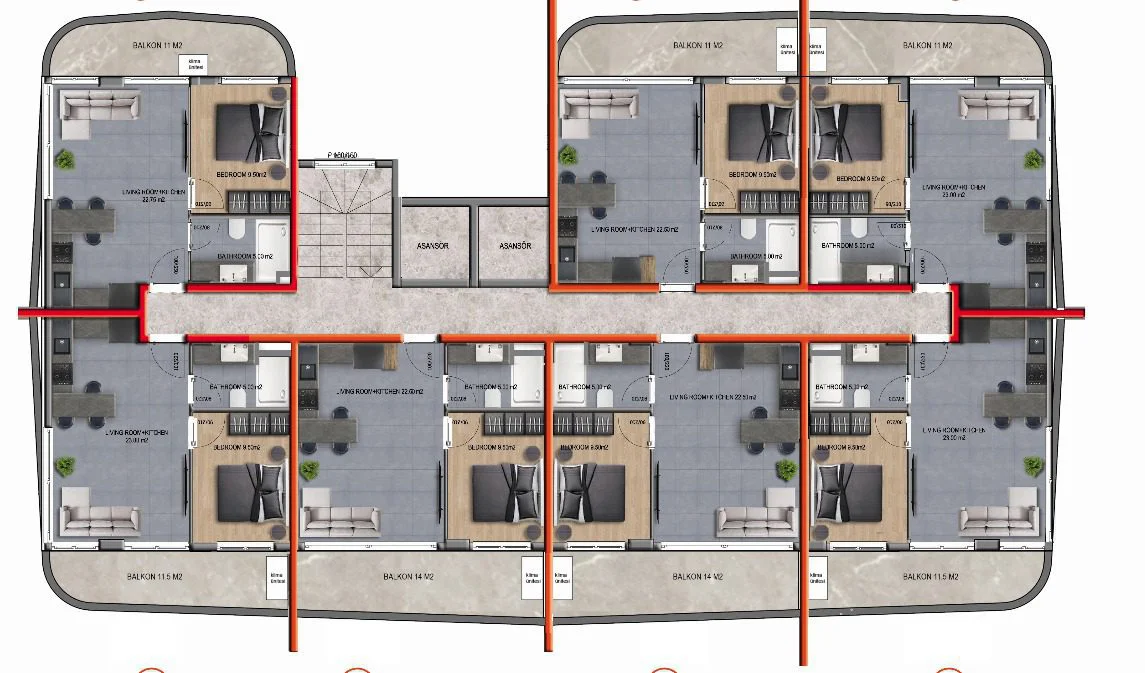 Two-room apartment for sale in Alanya Oba